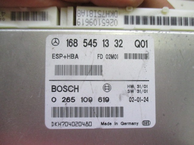 ESP-STEUERGERAT OEM N. 1685451332 GEBRAUCHTTEIL MERCEDES CLASSE A W168 V168 RESTYLING (2001 - 2005) DIESEL HUBRAUM 17 JAHR. 2002