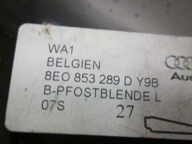 BLENDE B-SAULE TUR VORNE OEM N. 8E0853289DY9B GEBRAUCHTTEIL AUDI A4 8EC 8ED 8HE B7 BER/SW/CABRIO (2004 - 2007) DIESEL HUBRAUM 20 JAHR. 2007
