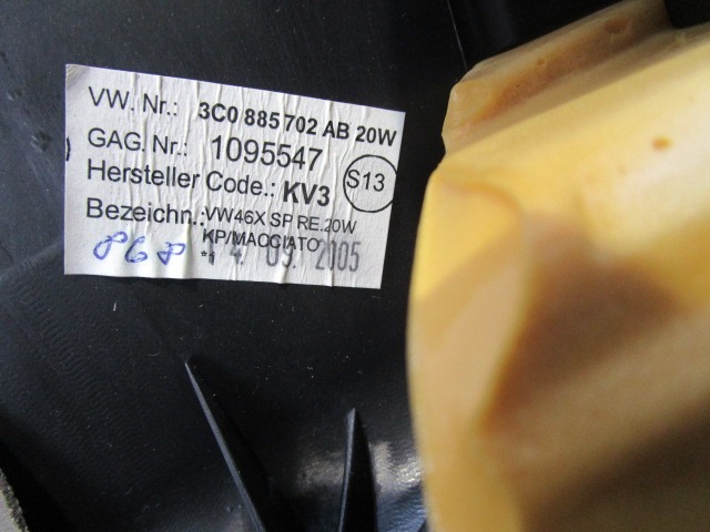 LETTISCHE SEITENSITZE RUCKSITZSTOFF OEM N. 3C0885703AMFKZ GEBRAUCHTTEIL VOLKSWAGEN PASSAT B6 3C BER/SW (2005 - 09/2010)  DIESEL HUBRAUM 20 JAHR. 2005