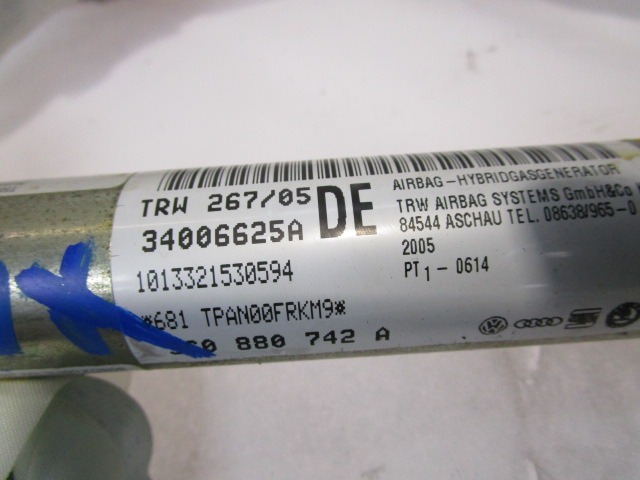 KOPFAIRBAG RECHTS OEM N. 3C0880742A GEBRAUCHTTEIL VOLKSWAGEN PASSAT B6 3C BER/SW (2005 - 09/2010)  DIESEL HUBRAUM 20 JAHR. 2005