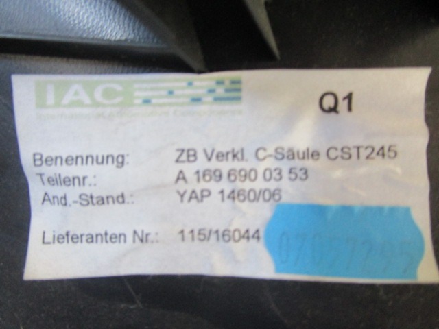 VERKLEIDUNG GEPACKRAUM OEM N. A1696900353 GEBRAUCHTTEIL MERCEDES CLASSE B W245 T245 5P (2005 - 2011) DIESEL HUBRAUM 20 JAHR. 2007