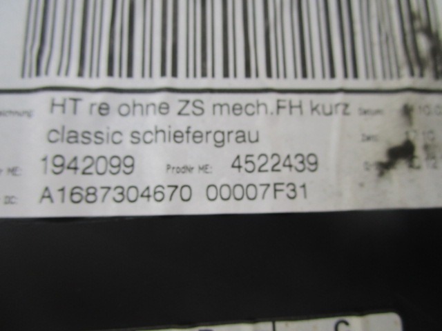 TURVERKLEIDUNG  OEM N. 8386 PANNELLO INTERNO PORTA POSTERIORE GEBRAUCHTTEIL MERCEDES CLASSE A W168 V168 RESTYLING (2001 - 2005) BENZINA HUBRAUM 14 JAHR. 2002