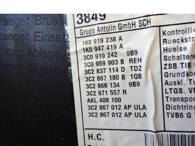 FRONTTURVERKLEIDUNG OEM N. 18523 PANNELLO INTERNO PORTA ANTERIORE GEBRAUCHTTEIL VOLKSWAGEN PASSAT B6 3C BER/SW (2005 - 09/2010)  DIESEL HUBRAUM 20 JAHR. 2007