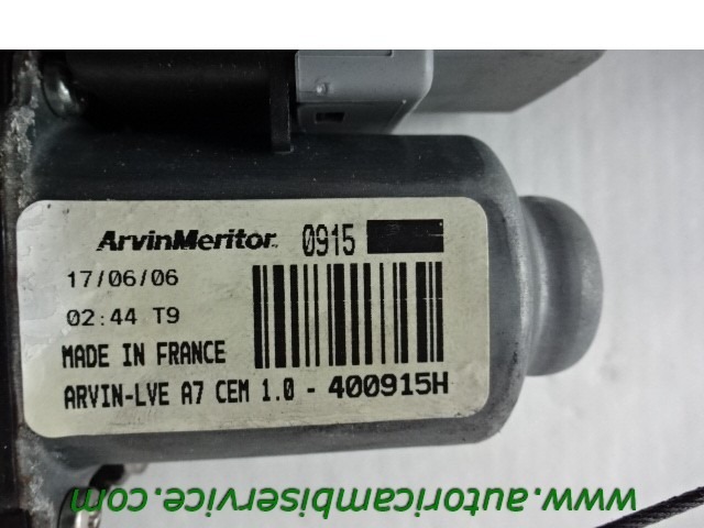 TURFENSTERMECHANISMUS VORN OEM N. 400915H GEBRAUCHTTEIL PEUGEOT 207 / 207 CC WA WC WK (2006 - 05/2009) DIESEL HUBRAUM 14 JAHR. 2006