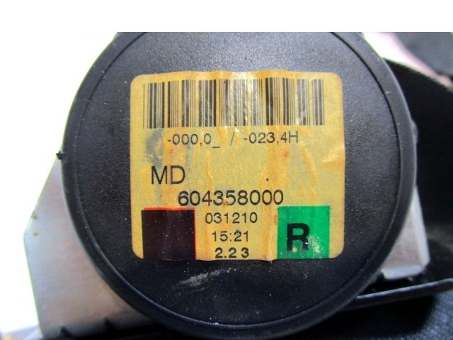 SICHERHEITSGURT OEM N. 604358000 GEBRAUCHTTEIL MG ZR (2001 - 2005) BENZINA HUBRAUM 14 JAHR. 2004