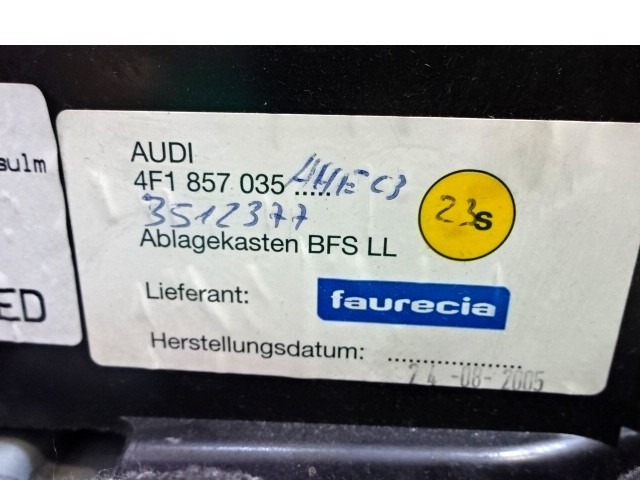 HANDSCHUHKASTEN OEM N. 4F1857035 GEBRAUCHTTEIL AUDI A6 C6 4F2 4FH 4F5 BER/SW/ALLROAD (07/2004 - 10/2008) DIESEL HUBRAUM 30 JAHR. 2005