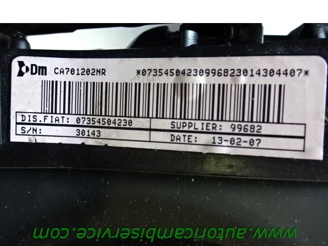 KIT KOMPLETTE AIRBAG OEM N. 22546 KIT AIRBAG COMPLETO GEBRAUCHTTEIL FIAT BRAVO 198 (02/2007 - 01/2011) BENZINA HUBRAUM 14 JAHR. 2007