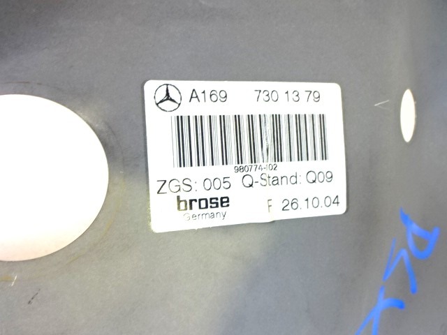 FENSTERMECHANISMUS HINTEN OEM N. A1697303379 GEBRAUCHTTEIL MERCEDES CLASSE A W169 5P C169 3P (2004 - 04/2008) BENZINA HUBRAUM 15 JAHR. 2004