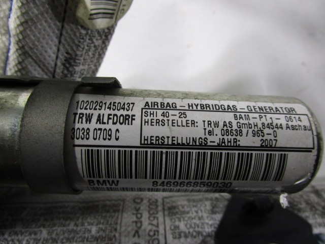 KOPFAIRBAG LINKS OEM N. 8,47E+11 GEBRAUCHTTEIL BMW SERIE 3 BER/SW/COUPE/CABRIO E90/E91/E92/E93 (2005 - 08/2008) DIESEL HUBRAUM 20 JAHR. 2007