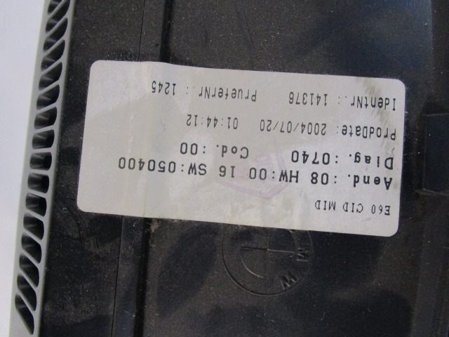 ERSATZTEILE RADIONAVIGATION OEM N. 65126950813  GEBRAUCHTTEIL BMW SERIE 5 E60 E61 (2003 - 2010) DIESEL HUBRAUM 30 JAHR. 2004