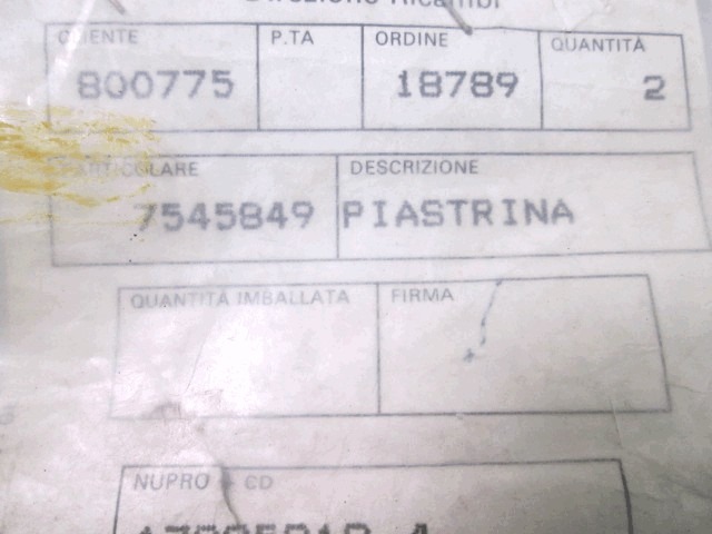 ALTRO INTERNO VEICOLO  OEM N. 7545849 GEBRAUCHTTEIL FIAT PANDA (1986 - 2003) BENZINA HUBRAUM 10 JAHR. 1986