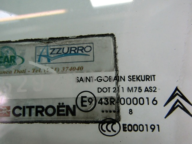 TURSCHEIBE VORNE LINKS OEM N. 9806026080 GEBRAUCHTTEIL CITROEN C4 PICASSO/GRAND PICASSO MK1 (2006 - 08/2013) DIESEL HUBRAUM 16 JAHR. 2008