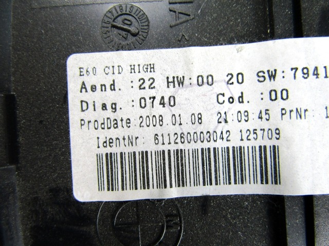 ERSATZTEILE RADIONAVIGATION OEM N. 65839170702 GEBRAUCHTTEIL BMW SERIE 5 E60 E61 (2003 - 2010) DIESEL HUBRAUM 30 JAHR. 2008