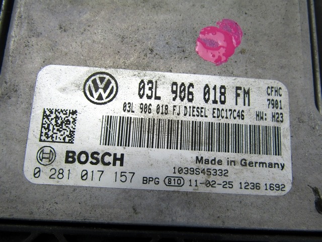 KIT ACCENSIONE AVVIAMENTO OEM N. 22504 KIT ACCENSIONE AVVIAMENTO GEBRAUCHTTEIL SEAT ALTEA XL 5P8 (2009 - 2015) DIESEL HUBRAUM 20 JAHR. 2011