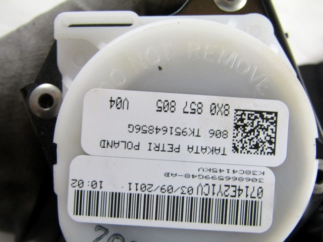 SICHERHEITSGURT OEM N. 8X0857805 GEBRAUCHTTEIL AUDI A1 8X1 8XF (DAL 2010)BENZINA HUBRAUM 12 JAHR. 2011