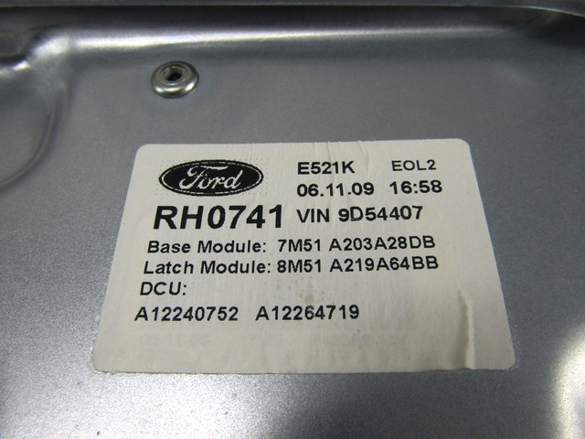 WINDSCHUTZMECHANISMUS DER VORDERTUR OEM N. 7M51-A203A28-DB GEBRAUCHTTEIL FORD FOCUS BER/SW (2008 - 2011) DIESEL HUBRAUM 16 JAHR. 2010