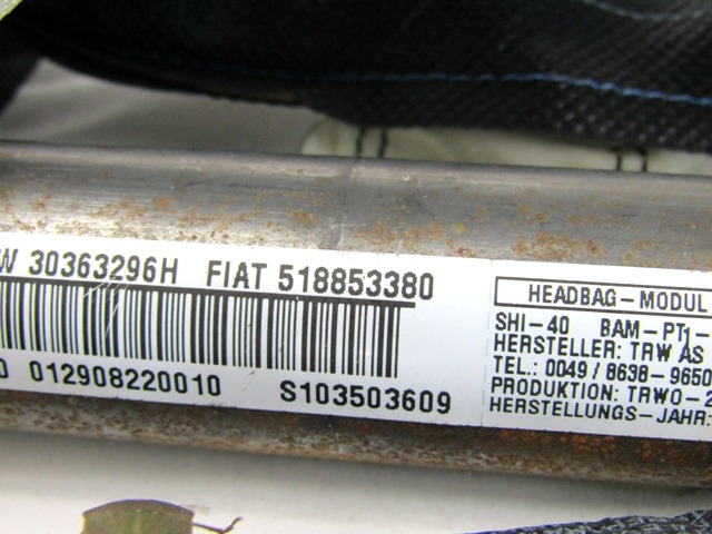 KOPFAIRBAG LINKS OEM N. 518853380 GEBRAUCHTTEIL FIAT PUNTO EVO 199 (2009 - 2012)  BENZINA HUBRAUM 14 JAHR. 2011