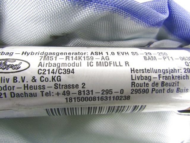 KOPFAIRBAG RECHTS OEM N. 7M51-R14K159-AG GEBRAUCHTTEIL FORD CMAX MK1 RESTYLING (04/2007 - 2010) DIESEL HUBRAUM 16 JAHR. 2008