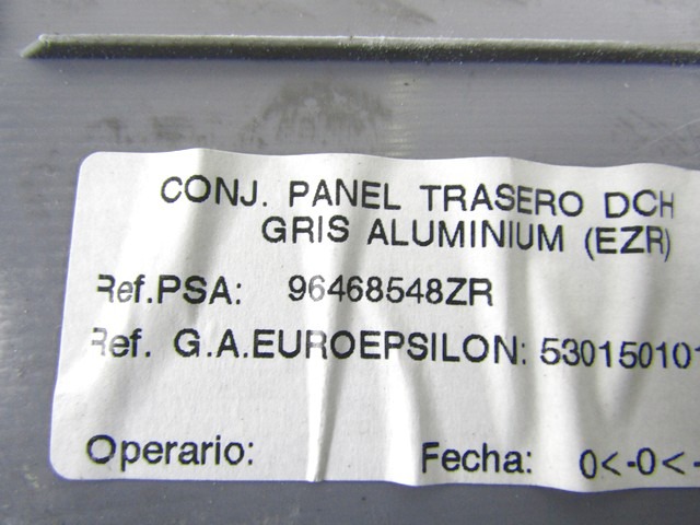 SEITENVERKLEIDUNG HINTEN OEM N. 96468548ZR GEBRAUCHTTEIL CITROEN C3 / PLURIEL (2002 - 09/2005) BENZINA HUBRAUM 14 JAHR. 2003