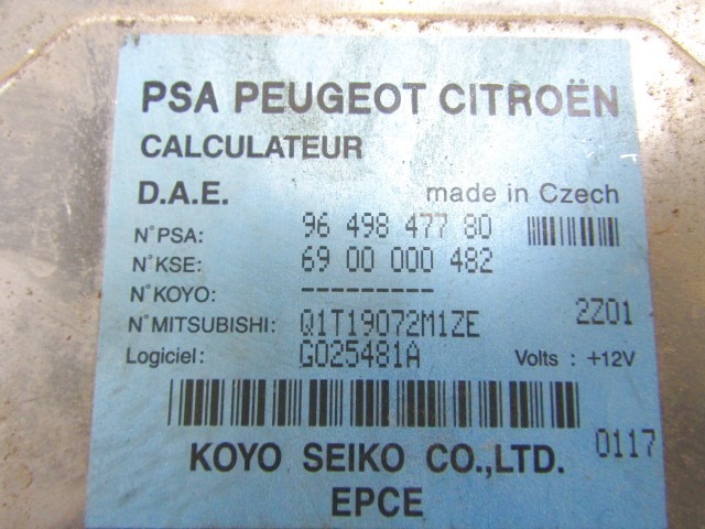 ELEKTRISCHE SERVOLENKUNG OEM N. 9649847780 GEBRAUCHTTEIL CITROEN C3 / PLURIEL (2002 - 09/2005) DIESEL HUBRAUM 14 JAHR. 2003