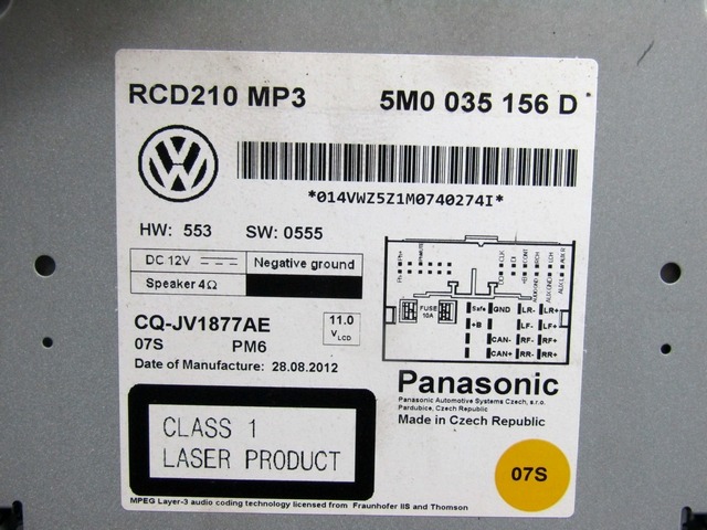 RADIO CD?/ VERSTARKER / HALTER HIFI SYSTEM OEM N. 5M0035156D GEBRAUCHTTEIL VOLKSWAGEN POLO (06/2009 - 02/2014) BENZINA HUBRAUM 12 JAHR. 2012