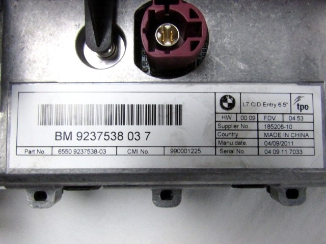 NAVIGATORANZEIGE OEM N. 65509237538 GEBRAUCHTTEIL BMW SERIE 1 BER/COUPE F20/F21 (2011 - 2015) DIESEL HUBRAUM 20 JAHR. 2011