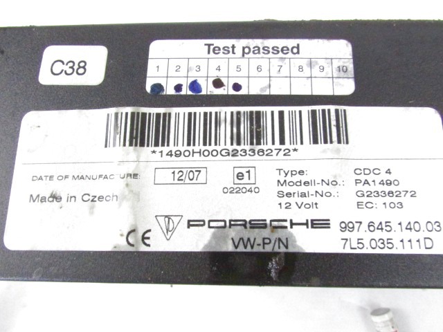 CD WECHSLER OEM N. 7L5035111D GEBRAUCHTTEIL PORSCHE CAYENNE (2008-2010)BENZINA HUBRAUM 48 JAHR. 2008