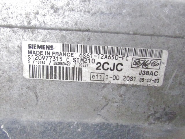 GRUNDSTEUERGERAT DDE OEM N. 6S61-12A650-FC GEBRAUCHTTEIL FORD FIESTA JH JD MK5 R (01/2006 - 2008) BENZINA HUBRAUM 12 JAHR. 2006