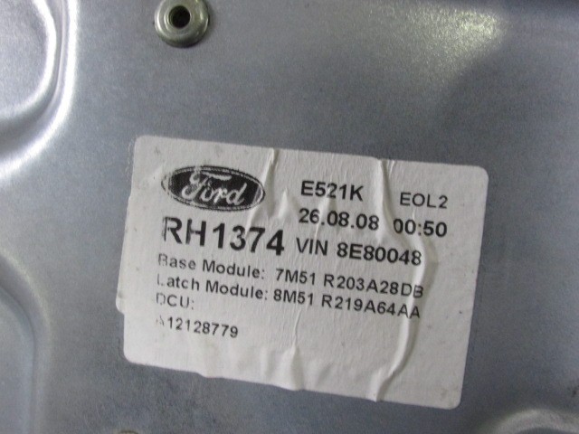 TURFENSTERMECHANISMUS VORN OEM N. 22529 SISTEMA ALZACRISTALLO PORTA ANTERIORE ELETTR GEBRAUCHTTEIL FORD CMAX MK1 RESTYLING (04/2007 - 2010) DIESEL HUBRAUM 16 JAHR. 2009