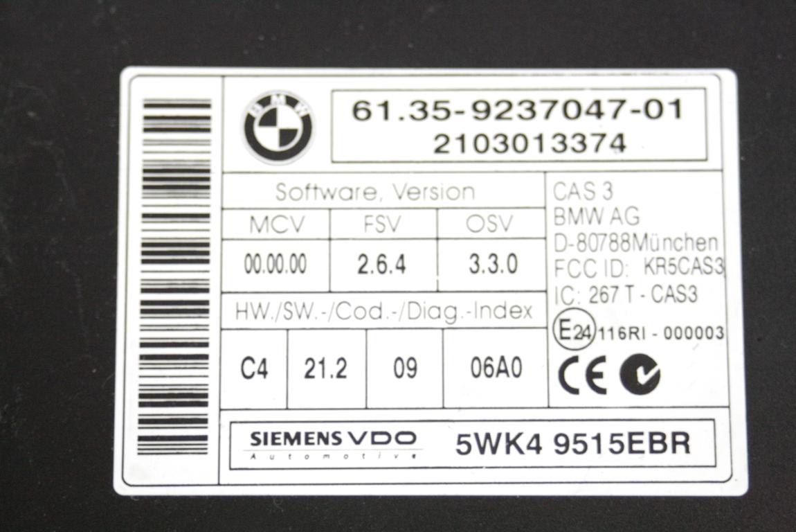 KIT ACCENSIONE AVVIAMENTO OEM N. 33389 KIT ACCENSIONE AVVIAMENTO GEBRAUCHTTEIL BMW SERIE 3 BER/SW/COUPE/CABRIO E90/E91/E92/E93 LCI RESTYLING (09/2008 - 2012) DIESEL HUBRAUM 20 JAHR. 2010