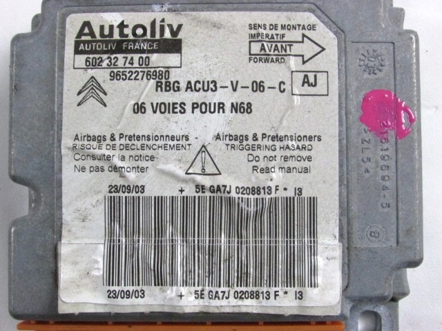 KIT KOMPLETTE AIRBAG OEM N. 15472 KIT AIRBAG COMPLETO GEBRAUCHTTEIL CITROEN XSARA PICASSO (1999 - 2010) BENZINA HUBRAUM 16 JAHR. 2003