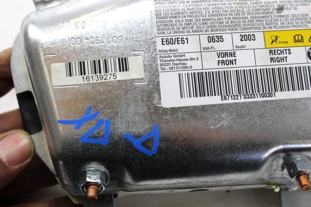 AIRBAG TUR OEM N. 72126963022 GEBRAUCHTTEIL BMW SERIE 5 E60 E61 (2003 - 2010) DIESEL HUBRAUM 30 JAHR. 2003