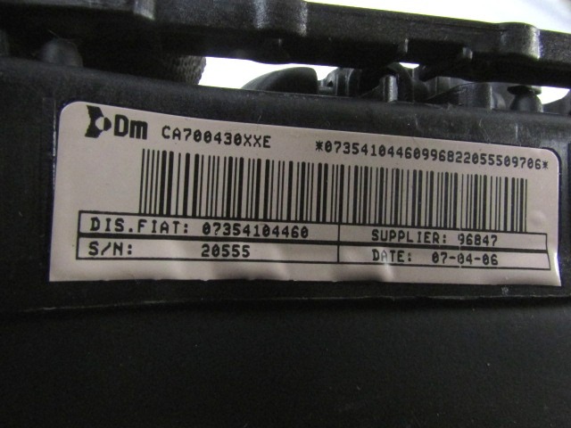 KIT KOMPLETTE AIRBAG OEM N. 18897 KIT AIRBAG COMPLETO GEBRAUCHTTEIL FIAT GRANDE PUNTO 199 (2005 - 2012) BENZINA HUBRAUM 12 JAHR. 2006