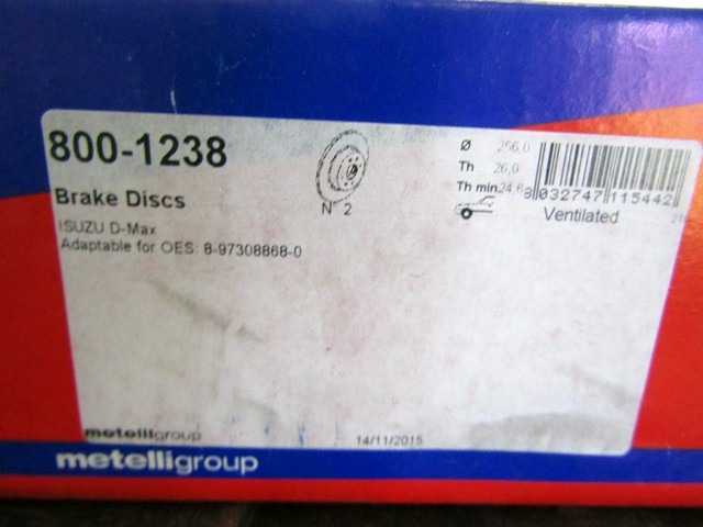 BREMSSCHEIBE VORN OEM N. 8-97308868-0 GEBRAUCHTTEIL ISUZU D-MAX (2003 - 2008) DIESEL HUBRAUM 30 JAHR. 2004