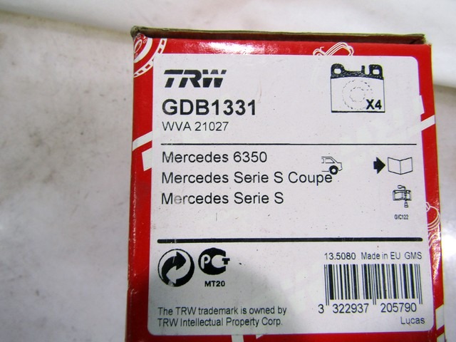 BREMSBELAGSATZ OEM N. 0014210412 GEBRAUCHTTEIL MERCEDES CLASSE S W126 (1979 - 1991)BENZINA HUBRAUM 28 JAHR. 1980