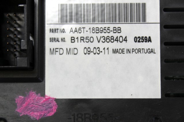 BORDCOMPUTER OEM N. AA6T-18B955-BB GEBRAUCHTTEIL FORD FIESTA (09/2008 - 11/2012) BENZINA HUBRAUM 12 JAHR. 2011