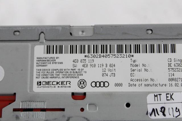 4E0035119 CARICATORE CD AUDI A8 4E 4.2 246KW 4X4 4P B AUT (2005) RICAMBIO USATO