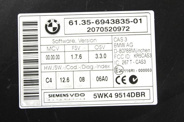 7806987 KIT ACCENSIONE AVVIAMENTO BMW SERIE 5 525D E61 SW 3.0 D 145KW AUT 5P (2007) RICAMBIO USATO CON CENTRALINA MOTORE, BLOCCHETTI ACCENSIONE APERTURA CON CHIAVE 0281014436 6954722 61356943835