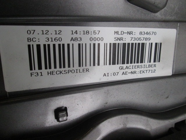 HECKSPOILER OEM N. 7305789 GEBRAUCHTTEIL BMW SERIE 3 F30/F31 BER/SW (DAL 2012) DIESEL HUBRAUM 20 JAHR. 2013