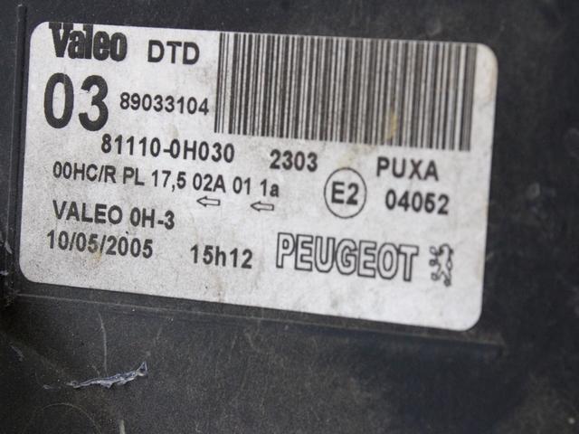 81110-0H030 FARO FANALE ANTERIORE DESTRO PEUGEOT 107 1.0 50KW 3P B 5M (2009) RICAMBIO USATO DA LUCIDARE