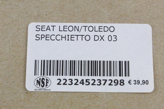 1M1857508H01C SPECCHIETTO RETROVISORE ESTERNO DESTRO MANUALE SEAT LEON 1.9 110KW 5P D 6M (2004) RICAMBIO NUOVO DA VERNICIARE