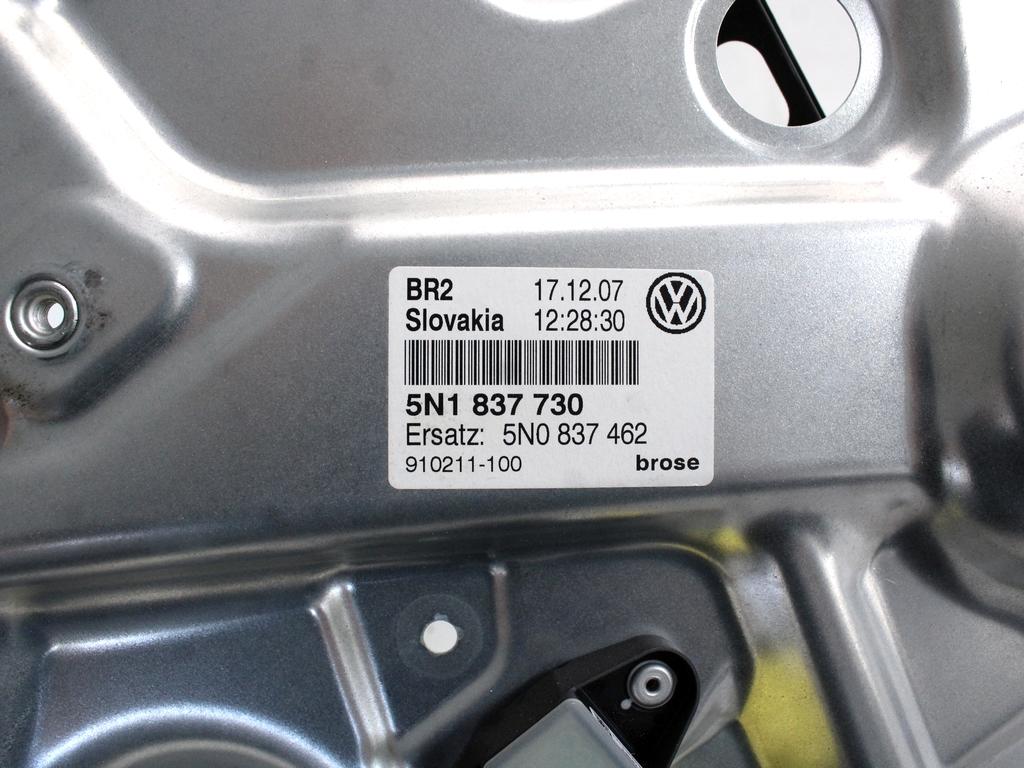 5N0837462 MOTORINO MECCANISMO ALZA-VETRO ALZA-CRISTALLO PORTA ANTERIORE DESTRA VOLKSWAGEN TIGUAN 2.0 D 4X4 103KW 6M 5P (2008) RICAMBIO USATO 5N0959702 1K0959792J