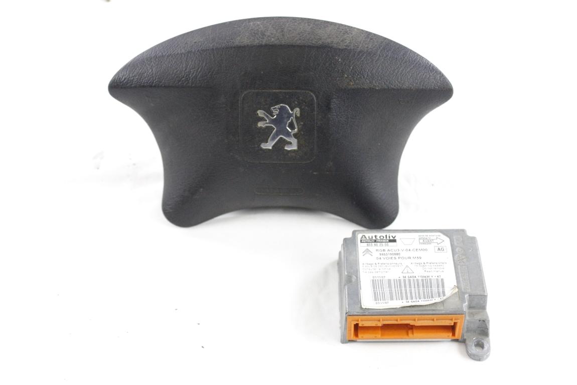 9653190880 KIT AIRBAG PEUGEOT RANCH 1.6 D 65KW 5M 4P (2008) RICAMBIO USATO CON CENTRALINA AIRBAG, AIRBAG VOLANTE 96639597