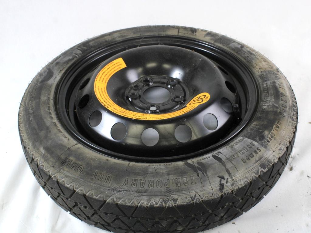 46756194 RUOTINO DI SCORTA CONTINENTAL T125/80 R15 95M ALFA ROMEO 147 1.9 D 85KW 5M 5P (2003) RICAMBIO USATO CON CERCHIO IN FERRO DA 15 POLLICI 5 FORI 4.00BX15H ET 35 INTERASSE 5X100