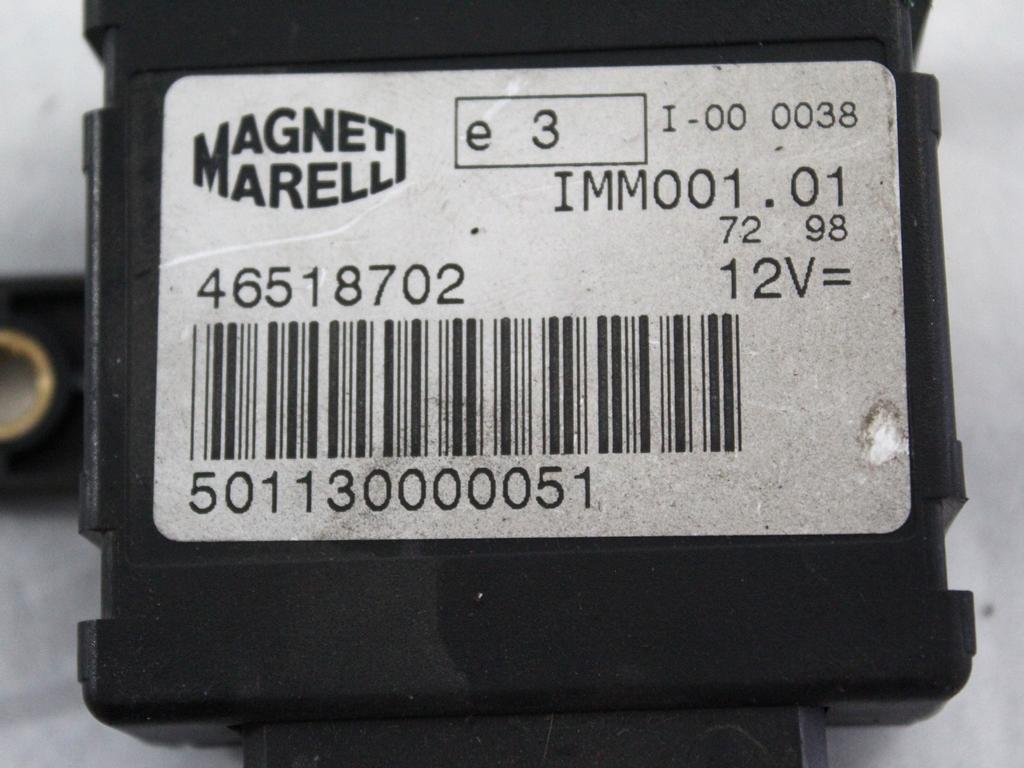 46480662 KIT ACCENSIONE AVVIAMENTO LANCIA YPSILON 1.1 B 40KW 5M 3P (1998) RICAMBIO USATO CON CENTRALINA MOTORE, BLOCCHETTI ACCENSIONE APERTURA CON CHIAVE 46518702 46412170