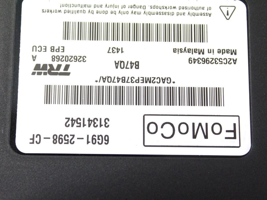 31341542 CENTRALINA FRENO DI STAZIONAMENTO A MANO ELETTRICO VOLVO V60 SW 2.0 D 100KW AUT 5P (2013) RICAMBIO USATO 6G91-2598-CF