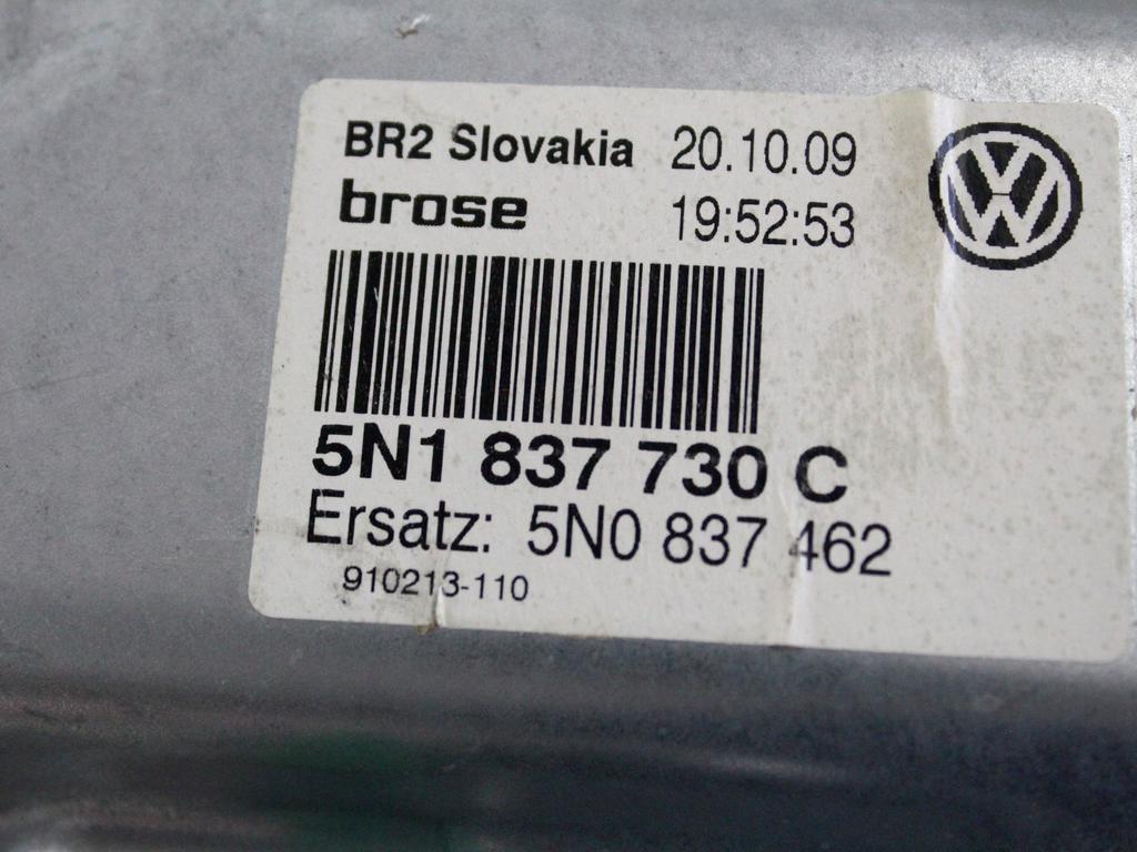 5N0837462 MOTORINO MECCANISMO ALZA-VETRO ALZA-CRISTALLO PORTA ANTERIORE SINISTRA VOLKSWAGEN TIGUAN 2.0 D 4X4 103KW 6M 5P (2009) RICAMBIO USATO 5N0959702C