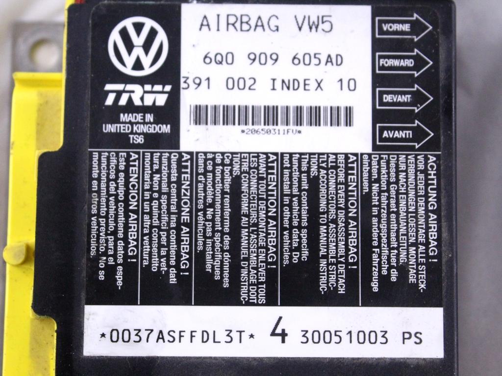 10 CENTRALINE AIRBAG USATE NON FUNZIONANTI DA RICODIFICARE 1T0909605E 1C0909605K 6R0959655K 1K0909605AE 6Q0909605AD 1K0909605AE 6R0959655K 4F0959655B 1C0909605 8K0959655B 0285010793 