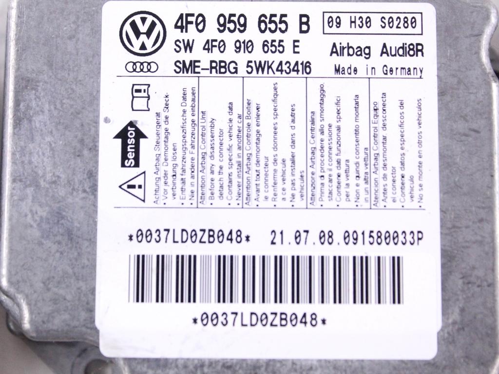 10 CENTRALINE AIRBAG USATE NON FUNZIONANTI DA RICODIFICARE 1T0909605E 1C0909605K 6R0959655K 1K0909605AE 6Q0909605AD 1K0909605AE 6R0959655K 4F0959655B 1C0909605 8K0959655B 0285010793 