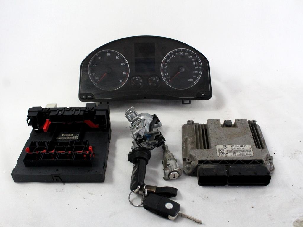 03C906056CB KIT ACCENSIONE AVVIAMENTO VOLKSWAGEN GOLF 5 1.6 B 85KW 6M 3P (2005) RICAMBIO USATO CON CENTRALINA MOTORE, QUADRO STRUMENTI, BLOCCHETTI ACCENSIONE APERTURA CON DOPPIA CHIAVE 0261S02150 1K0905851B 1K0937049N 1K0920861L